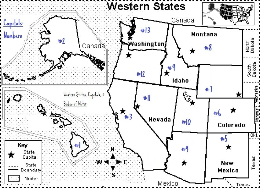 Western States And Capitals Map San Antonio Map